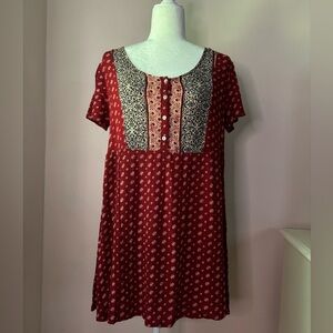 Forever21 Mixed Print Paisley Buttoned Babydoll Tunic Dress